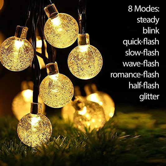Solar Globe String Lights – 30 LED Warm White | Outdoor Waterproof Patio Decor
