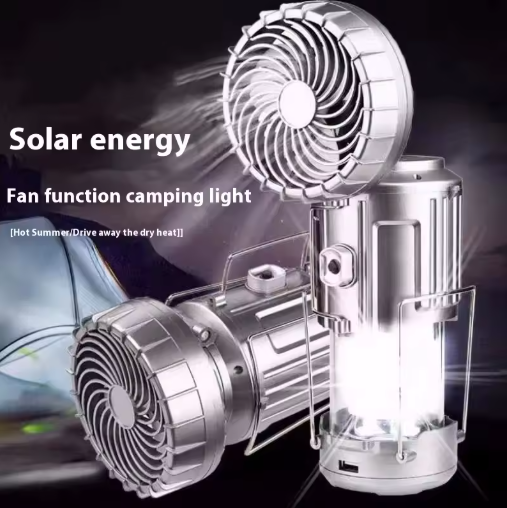 Portable Outdoor Solar LED Lights Waterproof Lantern with Fan