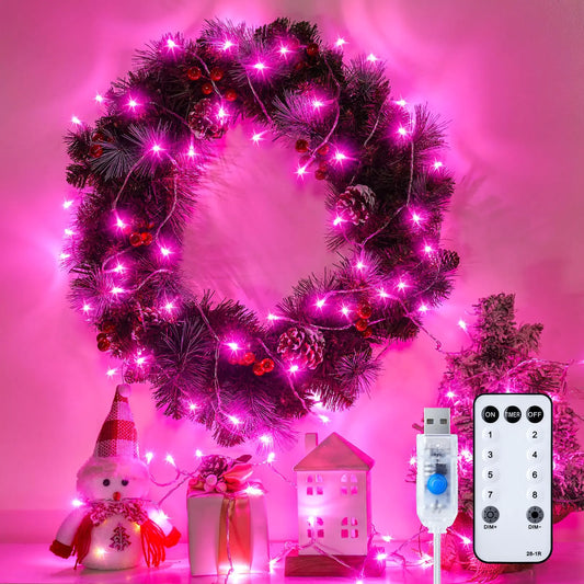 Minetom 100 LED String Lights - 39.5 Ft USB Plug in Twinkle Fairy Lights with 8 Modes and Remote Indoor String Lights