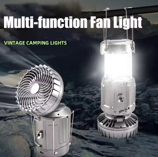 Portable Outdoor Solar LED Lights Waterproof Lantern with Fan