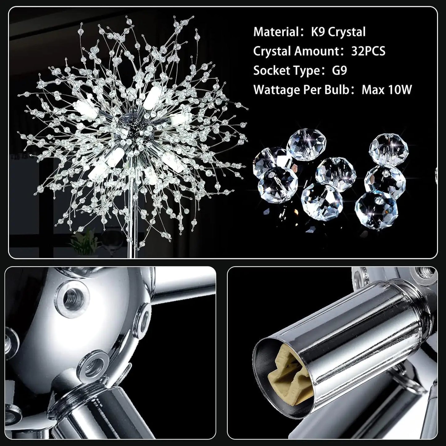 Elegant Crystal Tower Floor Lamp