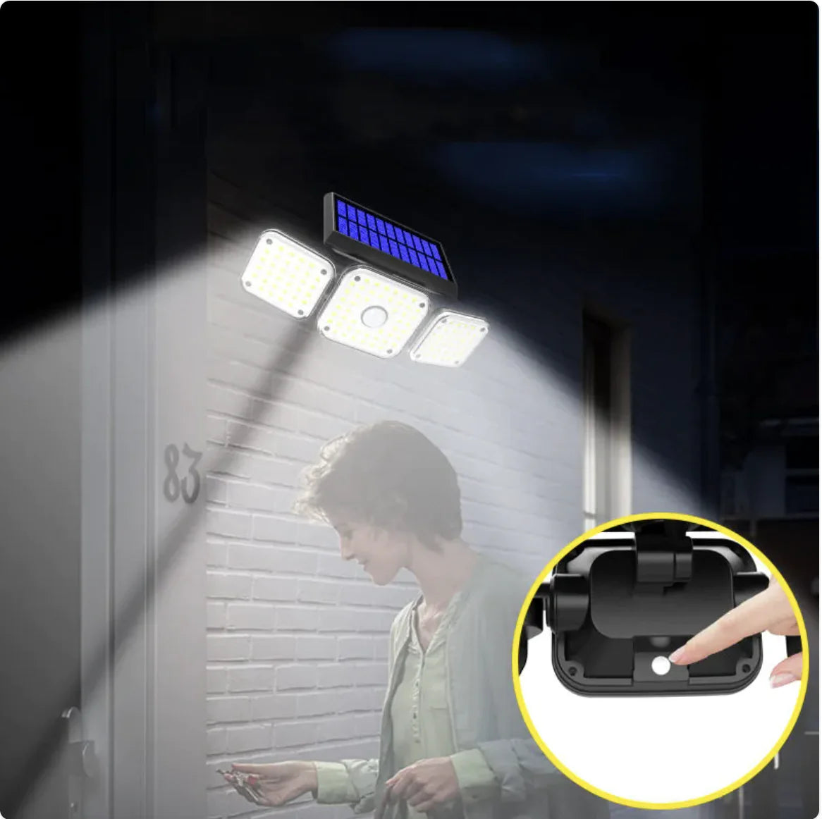 Solar Wall Light 181 LED  | Motion Sensor & Remote | Outdoor Security Light