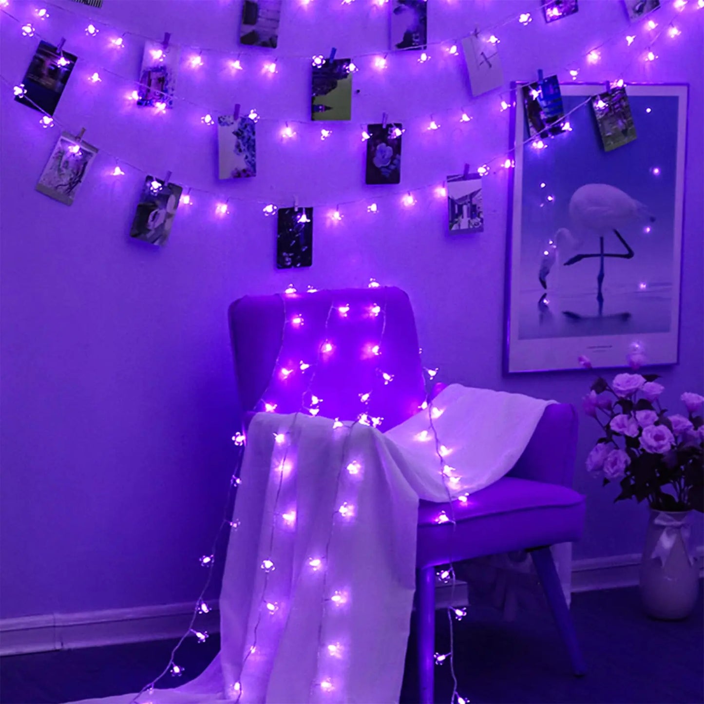 JACUXLSS Decorative Flower String Lights 33ft 100 LED