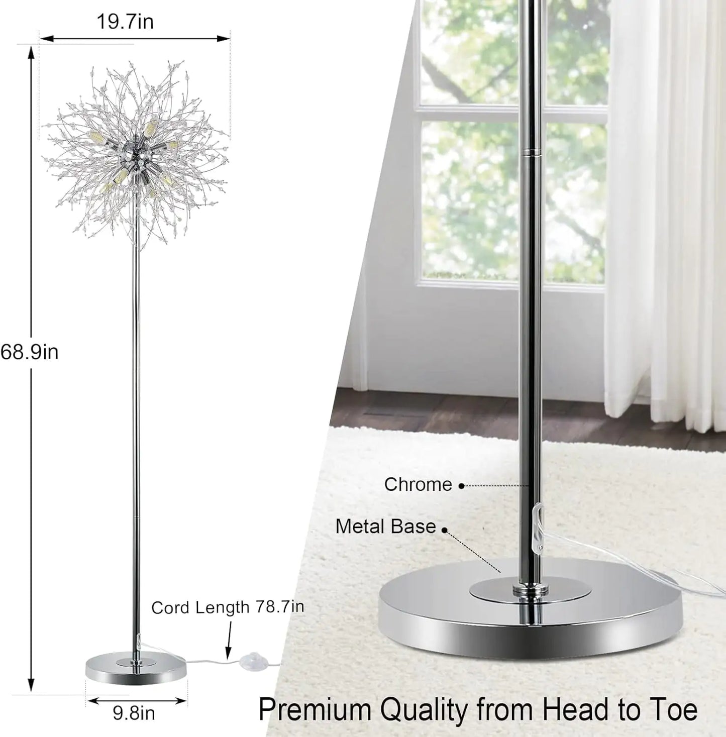 Elegant Crystal Tower Floor Lamp