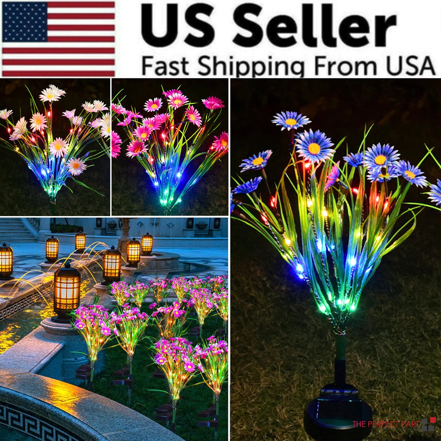 Solar Garden Flower Lights – LED Chrysanthemum Stake Lamps for Outdoor Patio & Yard