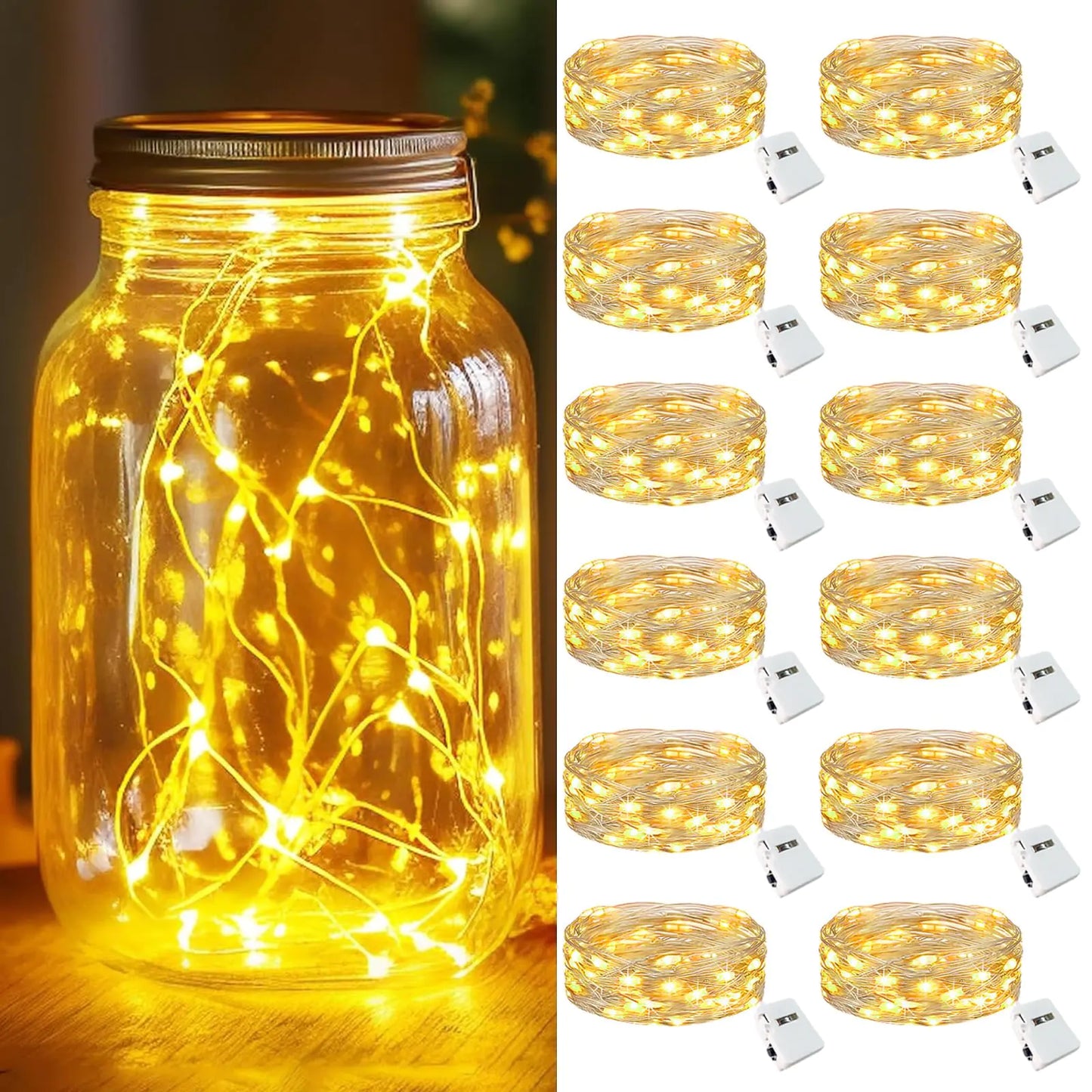 kolpop 12 Pack LED Fairy Lights Battery Operated Mini Twinkle String Lights Battery Powered Waterproof