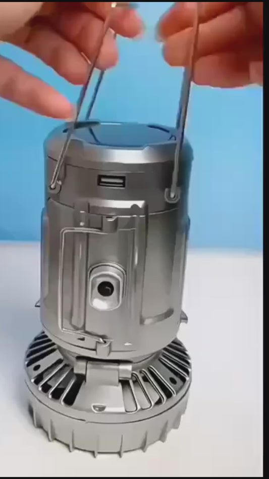 Portable Outdoor Solar LED Lights Waterproof Lantern with Fan