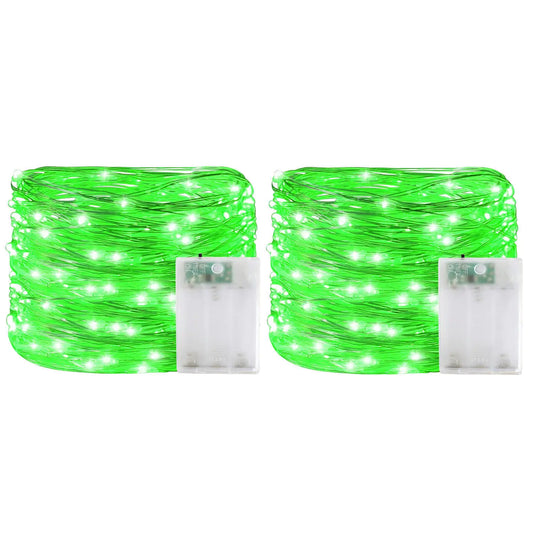 Decorations Green Fairy String Lights Battery Operated with Timer 2 Pack 33FT 100 Led Mini Battery Powered