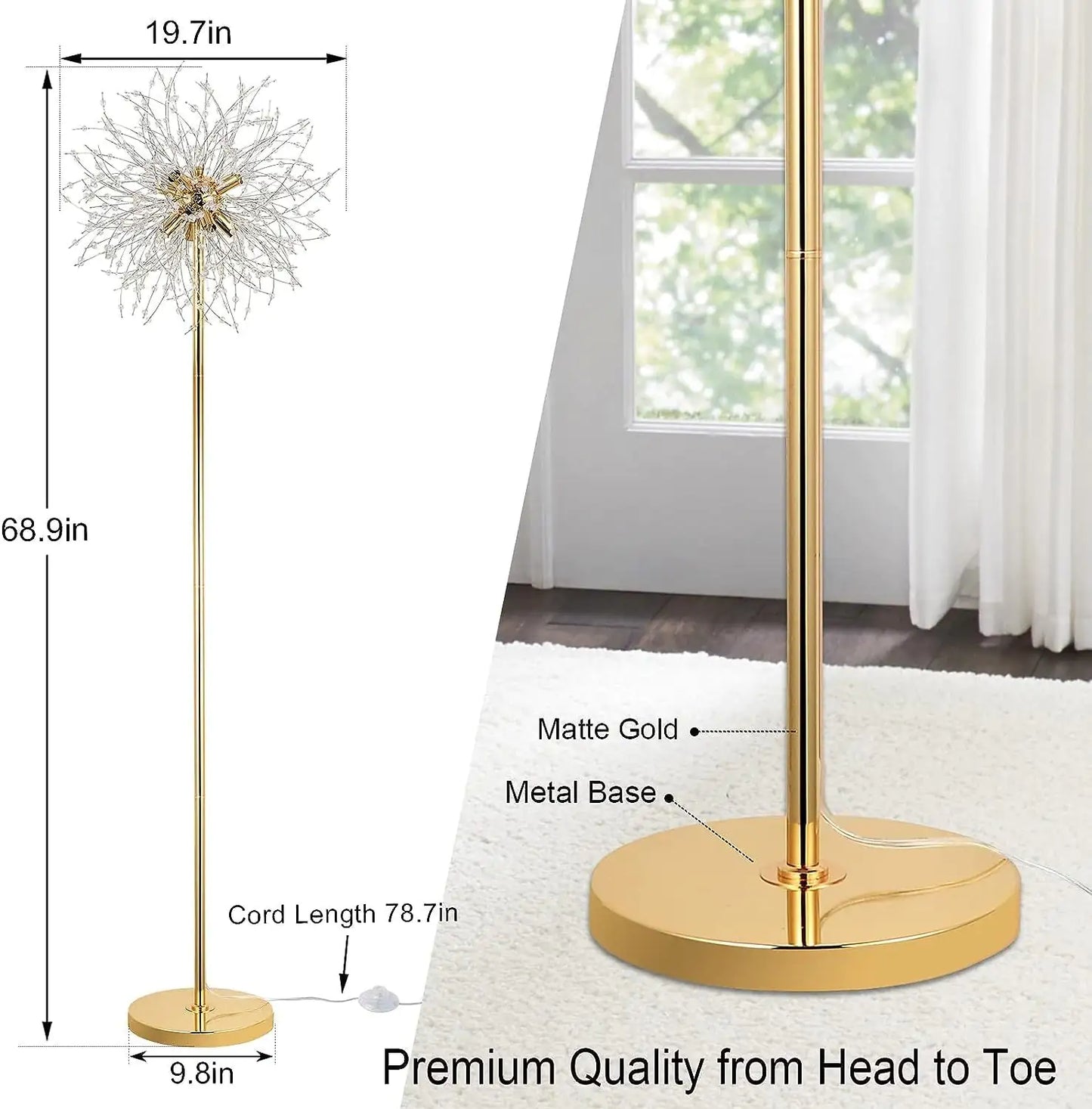 Elegant Crystal Tower Floor Lamp